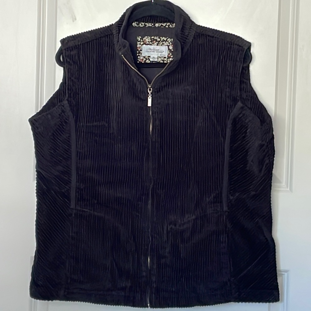 Vermont Country Store Black Corduroy Vest XL